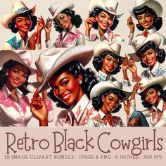 the retro black cowgirls are all wearing hats