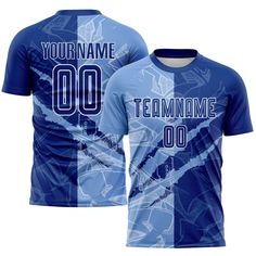 Order the jersey with special name & number you want from our shop, making a vibrant look on the field or daily life! Features: 1. Material: Made from 100% polyester wicking knit with 95% polyester / 5% spandex wicking pinhole mesh 2. Jerseys with sublimation printed name and numbers 3. Moisture-wicking fabric has spongy handle, good draping property and elasticity as well as good dimensional stability and wrinkle-resistance 4. Breathable & Quick-Drying 5. Athletic Cut & Exquisite stitching not Blue Sublimation, Graffiti Pattern, Sports Jersey Design, Soccer Uniforms, Blue Football, Alpha Kappa Alpha, Jersey Design, Baseball Shirts, Logo Color