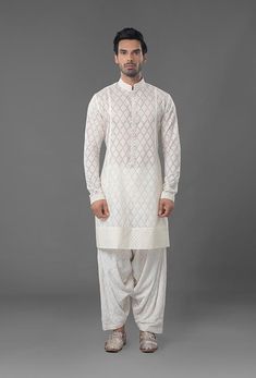 Ivory Color Embroidered Sherwani Nakshi Embroidery, Kurta Koti, Embroidery Kurta, Embroidered Sherwani, Groom Dress Men, Ivory Colour, Curated Outfit, Dress Men, Raw Silk Fabric