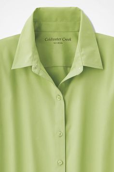 No-Iron 3/4-Sleeve Shirt - Coldwater Creek Outfit Combinations, Coldwater Creek, Cuff Sleeves, Sleeve Cotton, Shirt Color, Shirt Sleeves, Cotton Shirt, Sleeve Shirt, Colorful Shirts