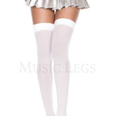 White Thigh High Stockings With Solid White Band By Music Legs. 100% Nylon. One Size. Halloween Costume Accessory Or Rave Festival Wear. White Thigh Highs, Sheer Socks, Halloween Costume Accessories, Thigh High Stockings, Rave Festival, Under Dress, White Band, Best Wedding Dresses, Festival Wear