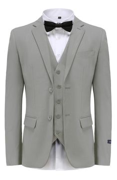 Bring understated elegance to the table in this three-piece suit crafted from rich fabric in a classic single-breasted silhouette. Jacket has notched lapels; chest welt pocket; front flap pockets Vest has front button closure; V-neck Pants have zip fly with button closure; front slant pockets; back button-welt pockets Jacket and vest are lined; trousers are lined to the knee 65% polyester, 35% viscose Dry clean Imported Each suit has a 6” drop, meaning that a size 38R jacket is paired with size Three-piece Suit With Lapel Collar And Single Button, Semi-formal Three-piece Suit With Single Breasted Design, Semi-formal Single Breasted Three-piece Suit, Semi-formal Single-breasted Three-piece Suit, Three-piece Suit With Single Button, Fitted Three-piece Suit With Lapel Collar, Business Casual Three-piece Flat Front Suit, Solid Single Breasted Suit With Suit Collar, Classic Single Breasted Three-piece Suit