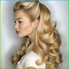 Vintage hairstyles like pin-up styles remain a popular choice, reflecting their enduring appeal since their rise in the 1940s and 1950s. This look actually Pin Up Bangs, Retro Ponytail, Pin Up Hairstyles, Pin Up Curls, Updo With Headband, Bright Pink Hair, Purple Ombre Hair, Vintage Curls, Pin Up Looks