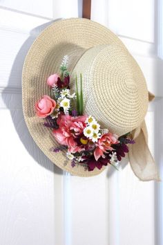 Summer hat with artificial flowers, bright floral head accessory. Elevate your summer style with this stunning hat adorned with vibrant artificial flowers. The delicate artificial flowers add a touch of elegance and charm, while the wide brim provides ample shade and protection from the sun. Whether you're lounging by the pool or strolling through a flower-filled meadow, this hat will keep you looking chic all season long.  A must-have addition to any fashion-forward woman's wardrobe. The hat fits a head diameter of 58 cm, there is a tape to adjust the size to your head. Free shipping in the USA. Thank you for visiting my shop! Enjoy. Iuliia Summer Flower Fascinator, Summer Garden Party Flower Hat, Summer Garden Party Flower Fascinator, Floral Sun Hat For Spring Garden Party, Summer Flower Sun Hat For Garden Party, Spring Summer Straw Hat With Flower Shape, Summer Garden Party Sun Hat With Flower Shape, Bohemian Mini Hats For Garden Party In Summer, Bohemian Mini Hats For Summer Garden Party