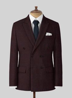 Epitomize the exquisite finesse by wearing our Highlander Heavy Wine Herringbone Tweed Double Breasted Jacket. In addition, our double breasted jacket is made from a pure wool material, which serves a dense, tenacious and retains an elegantly rich depth with an arresting herringbone weave over a wine tone. And then, the precise tailoring frames a modern profile to ensure an impeccable fit and a touch of indulgence to impress the audience while making a glamorous impression at events and special Harris Tweed Jacket, Herringbone Tweed Jacket, Herringbone Coat, Herringbone Jacket, Suit Pattern, Herringbone Tweed, Linen Suits, Bespoke Suit, Tweed Suits