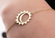 This Sun and Moon Bracelet is producible 14K Solid GOLD (NOT filled or plated) or 925 Sterling Silver. All our work is done by order, handcrafted in our workshop, and this gives a special and unique meaning to you, and to our 14k gold and silver bracelets. We offer many alternatives to create a Adjustable Crescent Bracelets For Gift, Adjustable Gold Moon Phase Jewelry, Celestial Style Bracelet Jewelry As Gift, Celestial Style Bracelet Jewelry For Gifts, Celestial Style Gold Bracelet As Gift, Celestial Gold Bracelet As Gift, Celestial Style Bracelet Jewelry Gift, Sun And Moon Design Bracelet For Gift, Yellow Gold Bracelet With Moon Charm As Gift