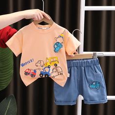 Lake Town, Toddler Sports, Cartoon Model, Sports Outfits, Boy Car, Summer Baby Clothes, Cotton Clothes, Kids Fashion Clothes, Toddler Boy Outfits