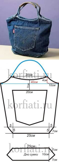 an image of a handbag with measurements and measurements for the front pocket, side by side