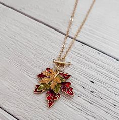 Coastal Autumn, Sparkle Box, Fall Necklace, Pumpkin Necklace, Autumn Necklace, Toggle Necklace, Fall Leaf, Customized Jewelry, I Love Fall