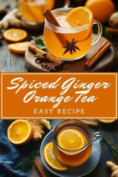 spiced ginger orange tea in a glass mug