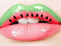 8 Crazy And Super Creative Lipstick Looks | Watermelon, Crazy ... Makeup Bibir, Crazy Lipstick, Lip Makeup Tutorial, Smink Inspiration, Cool Makeup, Lip Designs