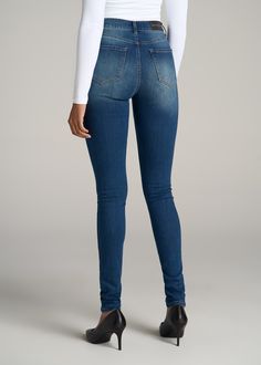 About Our Tall Women’s Jeans These will go with literally everything in your closet. No matter what Gen Z might say, women’s tall skinny jeans will always be an everyday wardrobe staple in our books. The versatile denim is meant to fit tight to your figure, which means the proportions need to be on point. Our skinny jeans for tall women have been measured to fit your long legs and torso so you can wear them with confidence. The soft denim provides just the right amount of stretch while still bei Jeans For Tall Women, Mix And Match Outfits, Match Outfits, Tall Women, Gen Z, Classic Blue, Everyday Wardrobe, Long Legs, No Matter What