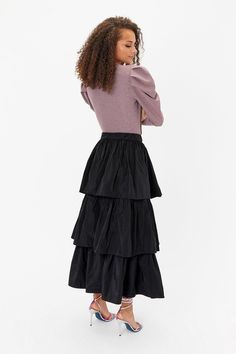 Minimal effort, maxi-mum impact. Leave this skirt do ALL the talking with its eye-catching taffeta ruffles and maxi length. Latest Skirts, Quick Delivery, Ruffles, Buy Online, Shop Now, Skirt