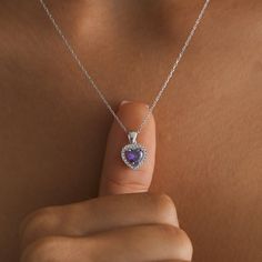 Thank you for supporting women with small businesses, I hope you like the products we designed for you, take care of yourself 🥰❤️ 925 Sterling Silver Amethyst Heart Necklace - Symbol of Love and Peace Carry love and peace around your neck with this magnificent heart-shaped amethyst stone necklace! Made of 925 sterling silver and with an elegant design, this necklace will add meaning to every moment with the unique purple color of the natural amethyst stone. It is a perfect choice for both daily Cubic Zirconia Gemstone Heart Pendant Necklace, Heart Cut Birthstone Jewelry Gift For Her, Heart Cut Birthstone Necklace In Fine Jewelry Style, Heart Cut Birthstone Jewelry For Birthdays, Heart Cut Birthstone For Jewelry Making, Heart Cut Birthstone Jewelry For Birthday, Birthday Heart Cut Birthstone Jewelry, Heart Cut Amethyst Birthstone Jewelry, Fine Jewelry Heart Necklace With Gemstone For Anniversary