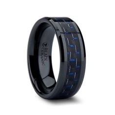 AVITUS Black Beveled Ceramic Ring with Blue and Black Carbon Fiber Inlay - 4mm - 10mm An elegant combination by Thorsten of black and blue carbon fiber that has been inlaid into this beautiful Black Ceramic ring with polished beveled edges. Engraving available! See Pictures for Details. Does Not Delay Order. Includes Thorsten Lifetime and Lifetime Sizing Warranty (excluding re-engraving). Black Ceramic will not scratch and does not lose its color. Available in 4mm, 6mm, 8mm, and 10mm widths for Natural Jewelry Cleaner, Black Titanium Ring, Moonstone Engagement Ring Set, Carbon Fiber Rings, Ring Man, Vintage Engagement Rings Unique, Ceramic Ring, Moonstone Engagement, Titanium Ring