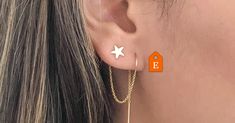 Double Piercing Earring Star and Moon Earrings Multiple | Etsy Trendy Dangle Ear Climbers As Gift, Everyday Star Cartilage Earrings, Star-shaped Ear Climbers For Pierced Ears, Star Shaped Ear Climbers As Gift, Star-shaped Ear Climbers As Gift, Star-shaped Ear Climbers For Gift, Dangle Earrings With Star Charm, Dainty Star Charm Earrings, Second Piercing Earrings