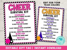 printable cheer survival kit for girls