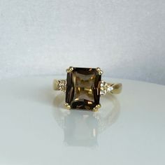 Smoky Quartz Ring Genuine Gemstone Gold Ring Statement Ring Engagement Ring Rectangle Ring Cocktail Ring - Etsy Rectangular Sapphire Ring With Accent Stones For Formal Occasions, Formal Rectangular Sapphire Ring With Accent Stones, Classic Rings With Rectangular Gemstone, Classic Rectangular Gemstone Ring, Diamond Ring With Rectangular Gemstone, Yellow Gold Rings With Rectangular Accent Stones, Rectangular Sapphire Ring For Formal Occasions, Formal Birthstone Ring With Rectangular Stone, Anniversary Emerald Ring With Rectangular Stone