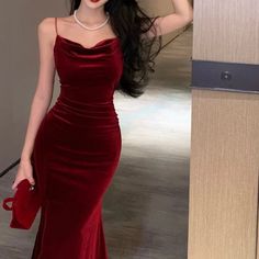 43547067842740|43547067875508|43547067908276|43547067941044 Prom Red Dresses, Dress Party Elegant, Red Dresses For Women, Velvet Midi Dress, Red Dress Women, Bodycon Midi Dress, Red Dresses, Dress Beach, Midi Dress Party