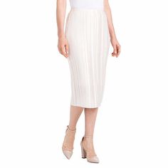 Nwt Dalia Ladies' Pleated Skirt Beautiful Beige Moonbeam Color With Slight Sheen Lined Straight Pleated Skirt Textured Elastic Waistband Modest Length Shell: 100% Polyester Lining: 100% Polyester Size Conversion: Xs = 0-2 | S = 4-6 | M = 8-10 | L = 12-14 | Xl = 16 | Xxl = 18-20 Back Body Length: 28” For All Sizes Model Is 5’7” And Wearing Size X-Small Perfect For Holidays, Special Occasions Or Dressing Down For A Casual Chic Look Elegant Summer Pencil Skirt For Day Out, Spring Pleated Stretch Pencil Skirt, Spring Stretch Pleated Pencil Skirt, Stretch Pleated Pencil Skirt For Spring, Spring Stretch Pencil Skirt With Pleats, Elegant Spring Pleated Skirt For Daywear, White Knee-length Pleated Spring Skirt, Elegant Stretch Skirt For Daywear, White Fitted Midi-length Pleated Skirt