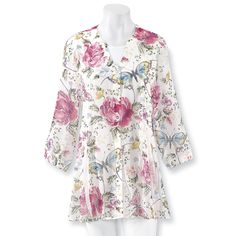 Romance in Bloom Tunic - Casual, Comfortable & Colorful Women's Clothing Floral Outfit, Plus Size Shopping, Floral Tops, Tunic Tops, Romance