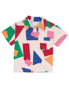 WYNKEN PULPO TERRY POLO SHIRT in SAUVES PRINT Summer Multicolor Collared T-shirt, Multicolor Relaxed Fit Collared T-shirt, Multicolor Collared T-shirt With Relaxed Fit, Multicolor Collared Top For Summer, Multicolor Summer Tops With Collared Neckline, Summer Multicolor Tops With Collared Neckline, Multicolor Collared Neckline Tops For Summer, Graphic Print Polo Collar Top For Summer, Summer Polo Collar Top With Graphic Print