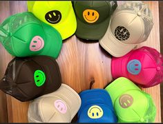 Looking for the perfect way to show off your personality? Check out our Smiley Trucker Hats! These hats are a great way to add a little fun to your outfit. They come in a variety of colors, so you can find the perfect one to match your style. Trendy Snapback Cap For Vacation, Trendy Snapback Hat For Vacation, Trendy Snapback Hat For Summer Outdoor, Trendy Snapback Hat For Summer, Trendy Summer Snapback Hat For Outdoor, Fun Spring Vacation Snapback Hat, Trendy Brimmed Trucker Hat For Summer, Trendy Summer Hats For Streetwear, Trendy Brimmed Summer Trucker Hat