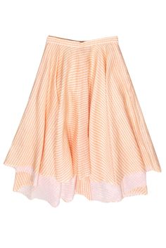 Current Boutique-Miguelina - Peachy Orange & White Gingham High-Low Midi Skirt Sz M Summer Full Skirt For Daywear, Summer Midi Skirt For Garden Party, Summer Garden Party Midi Skirt, Summer Full Skirt Cotton Bottoms, Summer Cotton Full Skirt Bottoms, Feminine Cotton Skirt For Spring, Orange Skirted Bottoms For Spring, Summer Full Skirt Bottoms In Cotton, Breezy Tiered Skirt For Spring