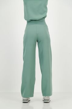 Tailored Versatile Wide Leg Pants, Office Wide Leg Relaxed Fit Pants, Relaxed Fit Wide Leg Office Pants, Versatile Tailored Wide Leg Dress Pants, Tailored Wide-leg Dress Pants, Solid Straight Pants With 4-way Stretch, Modern Wide Leg Bottoms With Elastic Waistband, Wide Leg Office Bottoms, Tailored Solid Color Wide Leg Full Length Pants