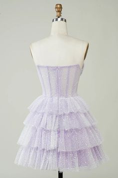 Corset Cute Tiered Sparkly Homecoming Dress With Ruffles – Weitese Dress Homecoming Dress Corset, Purple Homecoming, Homecoming Dresses Corset, Homecoming Dresses Sparkly, Purple Homecoming Dress, Homecoming Ideas, Dress Corset, Dresses Quinceanera, Dress With Ruffles