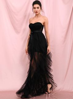 Sexy Black Tulle Layered Ruffles A-Line Party Maxi Dress LE80929 Click to shop now|Free stable shipping world-wide! Be Unstoppable, Party Maxi Dress, Sequin Bridesmaid, On Top Of The World, Floral Chiffon Dress, Sequin Maxi Dress, Sequin Party Dress, Christmas Party Dress, Split Maxi Dress