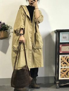 567589 Seasons Autumn, Hooded Trench Coat, Long Trench, Long Trench Coat, Boho Style Dresses, Urban Looks, Yoga Activewear, Plus Size Swimsuits, Womens Bathing Suits