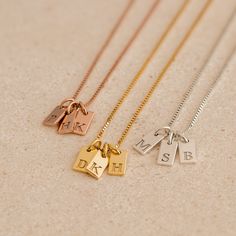 T I N Y ∙ T A G ∙ N E C K L A C E Pretty, dainty and totally adorable! The Mini Initial Tag Necklace is just what your jewelry collection needs. A contemporary update to the classic monogram necklace, personalize it with the first letter of your name or add additional charms to the sparkling box chain to spotlight multiple initials. The small, understated design makes this necklace fun and flirty, perfect for everyday wear. * Material: High Quality Solid 925 Sterling Silver * Finish: Sterling Si Name Choker, Initial Tag Necklace, Personalized Best Friend Gifts, Tiny Charm, Initial Pendant Necklace, Monogram Necklace, Initial Pendant, Rose Gold Necklace, Custom Necklace