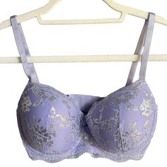 Nwot - This Bra Is Brand New And Has Never Been Worn So It Is In Perfect Condition. This Bra Is A Beautiful Lavender Color With Metallic Silver Lurex Thread. Features Adjustable Straps And Silver Double Hook And Eye Closures. Offers Welcome! Smoke Free & Pet Free Home. All Items Will Ship Out Within 2 Business Days! Purple Bra, Demi Bra, Lavender Color, Fame Dr, Hook And Eye, Women's Intimates, Color Purple, Metallic Silver, Adjustable Straps