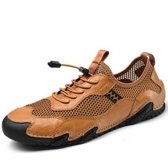 Category:Sneakers; Upper Materials:Mesh,Microfiber; Lining Materials:Mesh; Gender:Men's; Toe Shape:Round Toe; Outsole Materials:Rubber; Closure Type:Lace-up; Function:Comfortable,Slip Resistant; Listing Date:08/07/2024; 2024 Trends:Handmade Shoes Date Shoes, Fall Sneakers, Mesh Flats, Moccasins Mens, 2024 Trends, Mesh Shoes, Brown Sneakers, Comfortable Sneakers, Sneakers Men Fashion