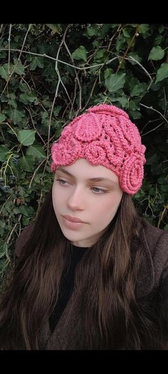 Handmade pink hat with irish lace to keep you warm and cozy in cold days. Pink Crochet Winter Hat, One Size Fits Most, Pink One Size Crochet Hat For Winter, Pink Bohemian Cap, Pink Winter Hat Made Of Yarn, Handmade Pink Brimmed Crochet Hat, Handmade Pink Beanie Hat, Whimsical Pink Hand-knitted Crochet Hat, Whimsical Pink Crochet Hat For Winter, Pink Bohemian Crochet Hat For Winter