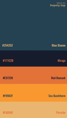 the color scheme for different shades of blue, orange and yellow