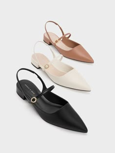 Black Slingback Mary Jane Flats - CHARLES & KEITH US Office Wear Footwear Women, Formal Shoes For Women Office, Flat Formal Shoes Women, Classy Sandals Flats, Formal Sandals For Women, Formal Footwear For Women Office, Pretty Shoes Aesthetic, Formal Heels For Women, Graduation Shoes Flats