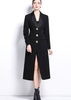 Stay stylish and warm this fall with our women's single-breasted long trench coat. The classic black color and shawl collar add a touch of sophistication, while the long length and trench coat style provide both fashion and function. Upgrade your fall outfit with this versatile and timeless piece. Shawl collar Front single-breasted button closure Long sleeves Lined Polyester Item #4101808 SIZE INFO XS=US2=UK6=EU32 S=US4-6=UK8-10=EU34-36 M=US8-10=UK12-14=EU38-40 ★★ It would be helpful if you prov Black Shawl, Trench Coat Style, Long Trench, Long Trench Coat, Trench Coat Black, Coat Fashion, Sweater Coats, Two Piece Outfit, Shawl Collar