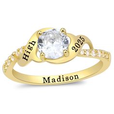 PRICES MAY VARY. 【PERSONALIZED CUSTOMIZATION】: Make your class ring truly unique with our personalized customization options. Choose from a variety of engravings, Cubic Zircon placements, and designs to create a one-of-a-kind piece that reflects your individuality and accomplishments. 【 INTRODUCING PhaedraOona】: Discover the exquisite world of PhaedraOona, where we specialize in crafting exceptional graduation rings. Our brand is synonymous with quality, elegance, and timeless style, making us t Adjustable Cubic Zirconia Rings For Valentine's Day, Adjustable White Engraved Ring For Promise, Customizable Adjustable Rings For Promise, Adjustable Customizable Rings For Promise, Customizable Cubic Zirconia Jewelry For Anniversary, Gold Crystal Birthstone Ring For Promise, Personalized Cubic Zirconia Rings For Birthday, Personalized Yellow Gold Cubic Zirconia Rings, Adjustable Cubic Zirconia Birthstone Ring Gift