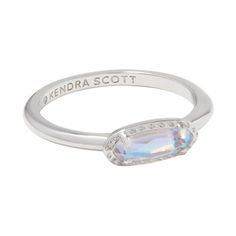 Kendra Scott Emma Rhodium Over Brass Band Ring - Dichroic Glass 7 Kendra Scott Ring Silver, Cute Silver Rings, Kendra Scott Ring, Xoxo Jewelry, Kendra Scott Silver, Jewelry Kendra Scott, Preppy Jewelry, Korean Jewelry, Everyday Ring