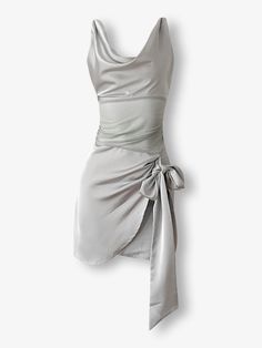 Introducing the hamptons mini dress, cut from luxurious crepe fabric. Featuring a swinging collar, sleeveless design, and hollow-out details for an elegant, hourglass silhouette. Hourglass Silhouette, Crepe Fabric, Gray Dress, Anime Style, The Hamptons, Dress Shop, Shoe Accessories, Mini Dress, Collar