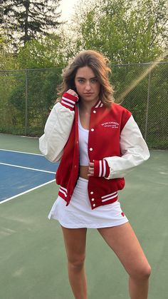 An authentic vintage inspired letterman jacket with a polyester quilted lining and pu leather arms. Unisex sizing - jackets run big Taylor Swift Letterman Jacket, Letterman Jacket Women, Sorority Letterman Jacket, Vintage College Outfits, Vintage Letterman Jacket Outfit, High School Letterman Jacket Ideas, Letterman Jacket Aesthetic, American High School Outfit, Cheer Letterman Jacket