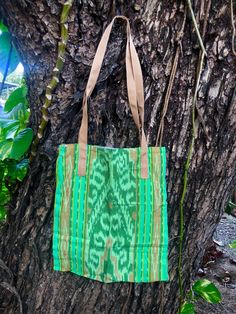 Handmade bag from woven batik made in Indonesia Bohemian Rectangular Canvas Bag, Bohemian Rectangular Canvas Bag For Daily Use, Green Cotton Satchel Bag, Bohemian Rectangular Bag For Shopping, Bohemian Rectangular Bag For Market, Green Bohemian Shoulder Bag For Shopping, Bohemian Style Rectangular Canvas Shopping Bag, Bohemian Rectangular Canvas Shopping Bag, Everyday Weaving Work Shoulder Bag