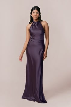 Model: Jacinth; Size: 4 Grape Colored Dress, Bridesmaid Dresses Dark Purple, Deep Purple Bridesmaid Dresses, Plum Color Dress, Eggplant Color Dress, Plum Colored Dresses, Purple Satin Dress, Wedding Parties Colors, True Autumn