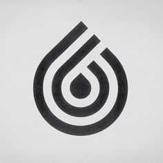 a black and white logo with a drop