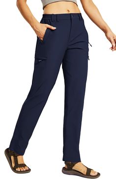 PRICES MAY VARY. 88% Nylon, 12% Spandex Imported Haimont Water Resistant Pants for Women are Perfect for hiking, climbing, mountaineering, backpacking, camping and daily wear Fast Dry Hiking Pants: Haimont women travel hiking pants are made of 88% nylon and 12% spandex, quick drying, ripstop, and lightweight. The fabric is treated with durable water repellent to resist rain and stains effectively. Flexible & Comfort: 4-Way stretchy performance delivers flexibility for dynamic activity. Gusseted Waterproof Pants Womens, Best Travel Pants, Best Travel Clothes, Travel Pants Women, Hiking Cargo Pants, Apple Body Shape, Camping Girl, Fashion Travel Outfit, Hiking Pants Women