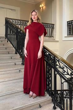 48545463992597|48545464025365|48545464123669 Asymmetrical Evening Dress, Women Elegant Dress, High Waist Maxi Dress, Elegant Shawl, Dress With Shawl, Red Evening Dress, Elegant Maxi Dress, Irregular Hem, Women's Evening Dresses