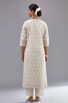 Buy Off White Kurta And Dupatta Floral & Sequins Straight Pant Set For Women by KORA Online at Aza Fashions. Kurta And Dupatta, White Kurta, Sequin Appliques, Kurta With Pants, Kurta Designs, White Silk, Pant Set, Cotton Pants, Drawstring Pants