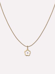 Made to last a lifetime, this gold pendant necklace set is crafted in solid gold and features a dainty ball chain and fun flower pendant with a lab-grown diamond in the center. This delicate pair adds a timeless yet playful touch to your look and can be worn for any occasion. P.S. You can’t go wrong with styling this set with our Gold Bead Huggie Hoops. The Flower Floating Diamond Necklace includes two pieces: Dainty Gold Necklace - Gold Ball Chain Necklace & Gold Pendant - Flower Floating Diamond Charm. • Crafted in recycled solid gold • One necklace & one pendant with a lab-grown diamond • Waterproof & tarnish-free design Ball Chain Necklace Gold, Floating Diamond Necklace, Ball Chain Necklace, Dainty Gold Necklace, Necklace Craft, Diamond Charm, Pendant Design, Anniversary Sale, Gold Pendant Necklace